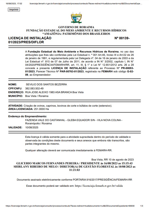 LICENÇA DE INSTALAÇÃO