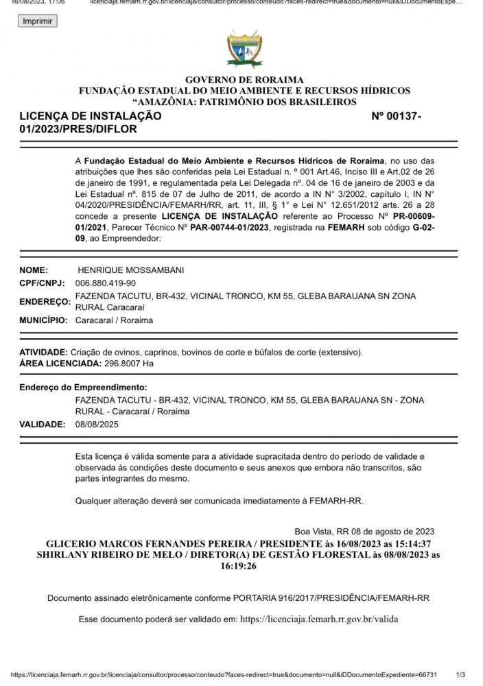 Licença de instalação 