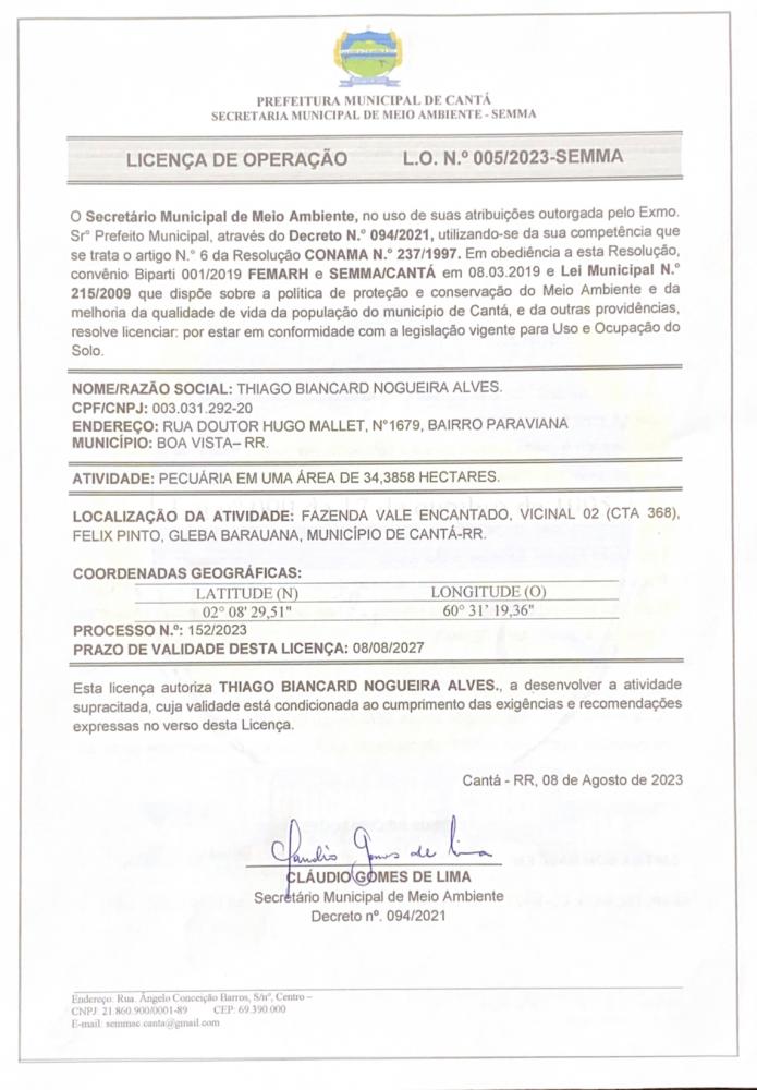 Licença de operação 