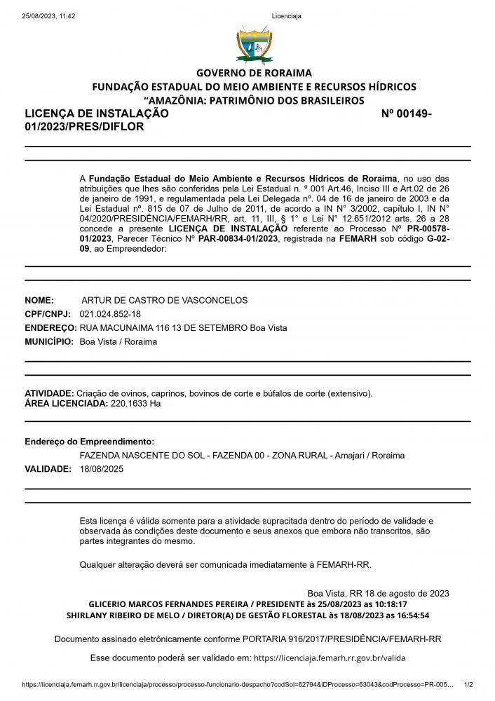 LICENÇA DE INSTALAÇÃO