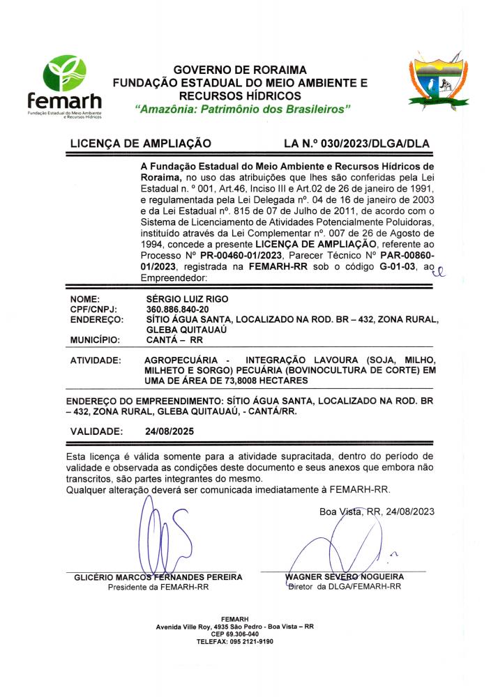 LICENÇA DE AMPLIAÇÃO