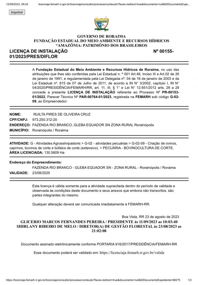 LICENÇA DE INSTALAÇÃO