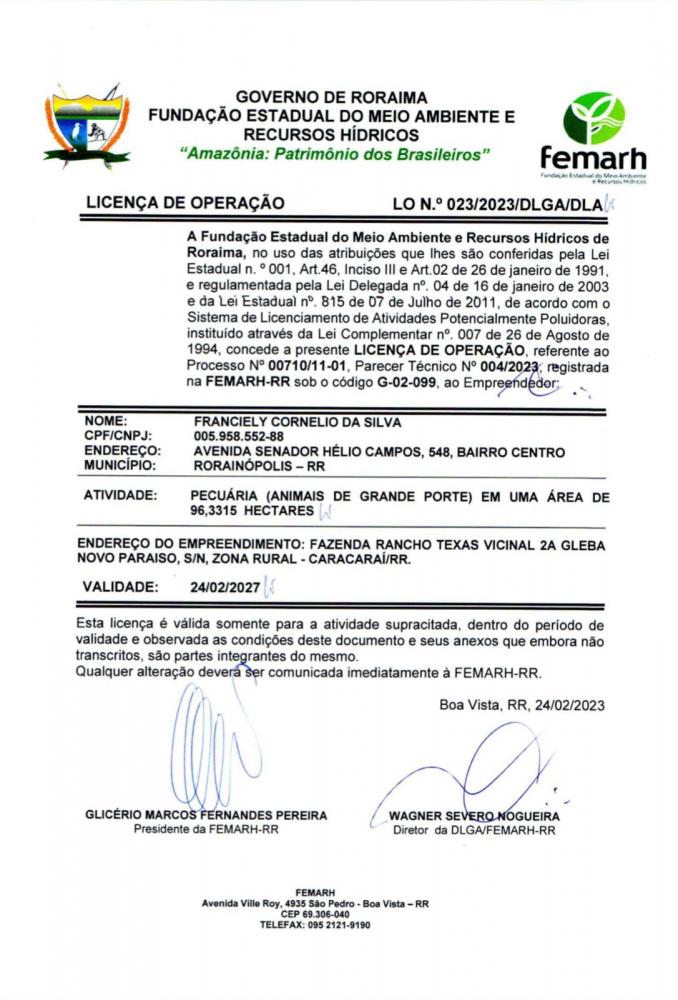 LICENÇA DE OPERAÇAO