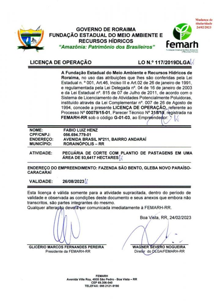 LICENÇA DE OPERAÇAO