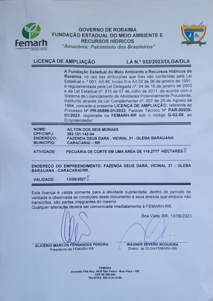 LICENÇA DE AMPLIAÇÃO