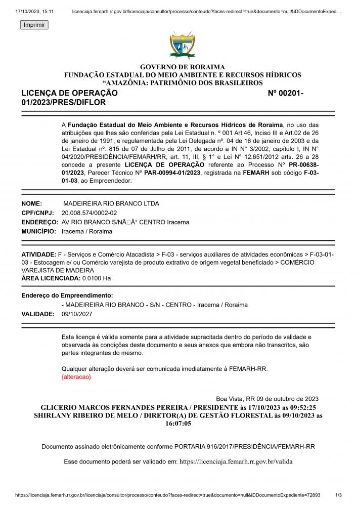 Licença de Operação