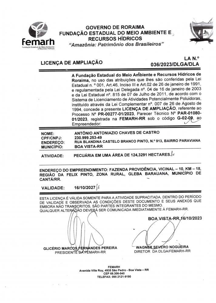 LICENÇA DE AMPLIAÇÃO