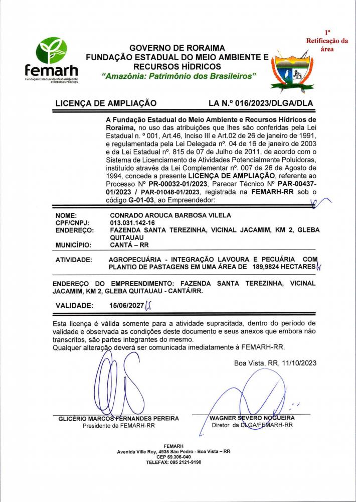 LICENÇA DE AMPLIAÇÃO