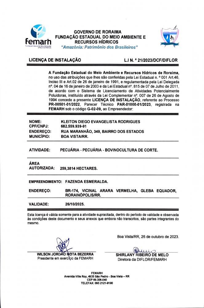 LICENÇA DE INSTALAÇÃO