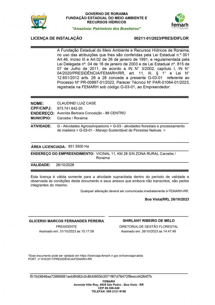 LICENÇA DE INSTALAÇÃO