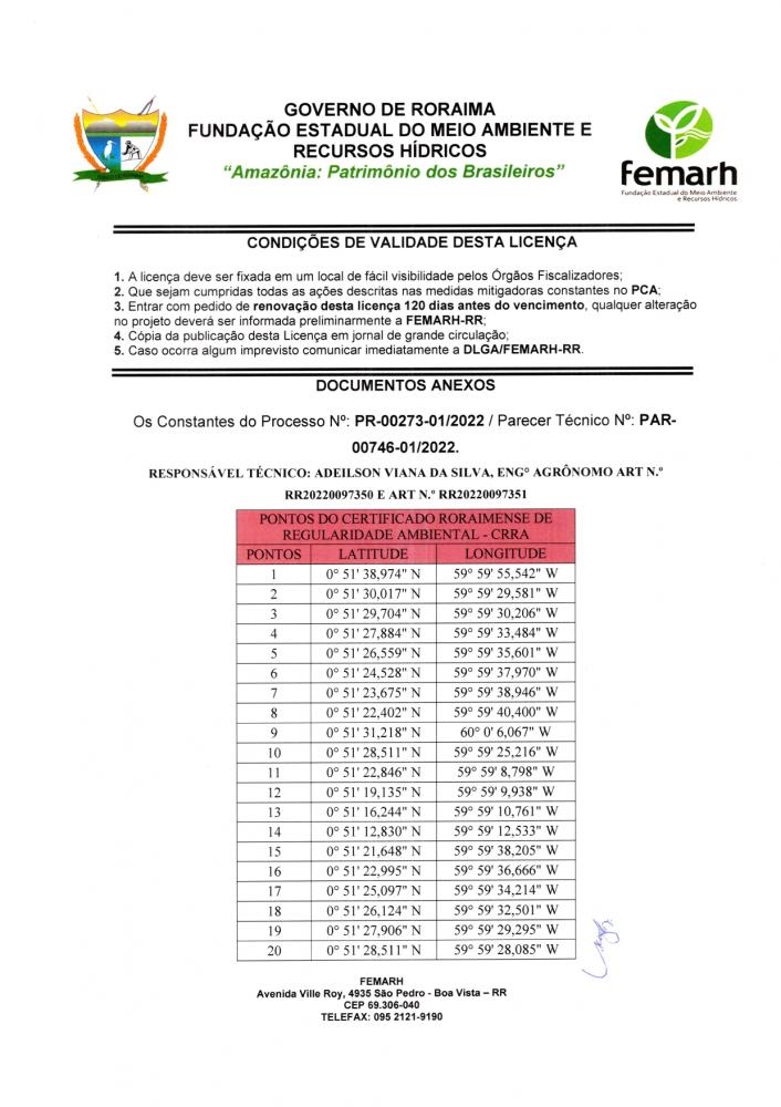 CERTIFICADO RORAIMENSE DE REGULARIDADE AMBIENTAL