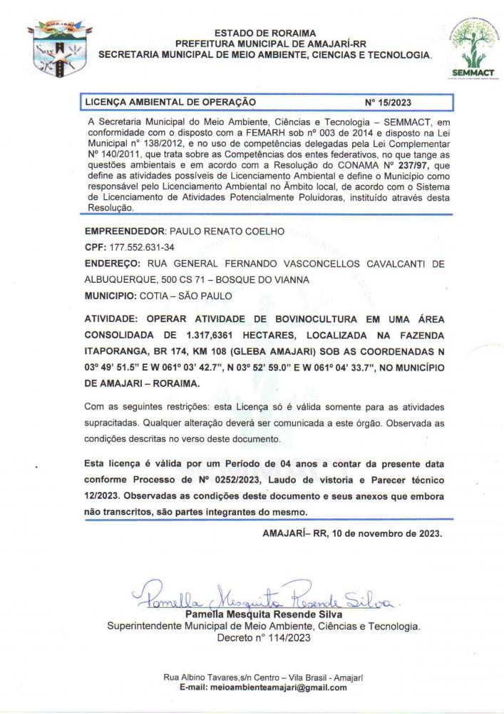 Licença Ambiental de Operação