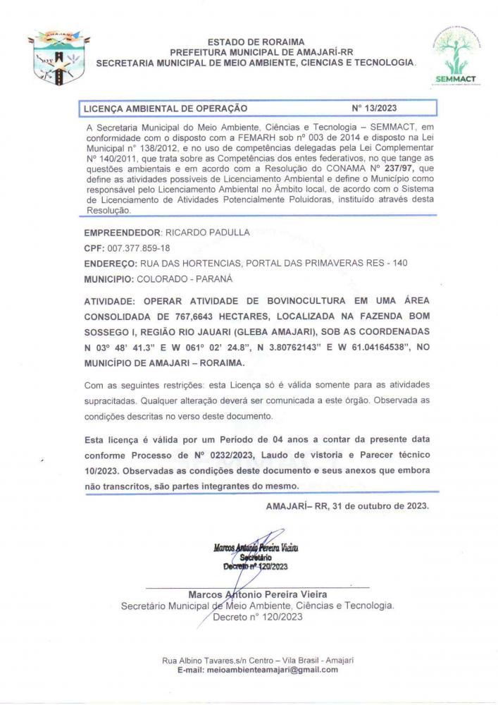 Licença Ambiental de Operação