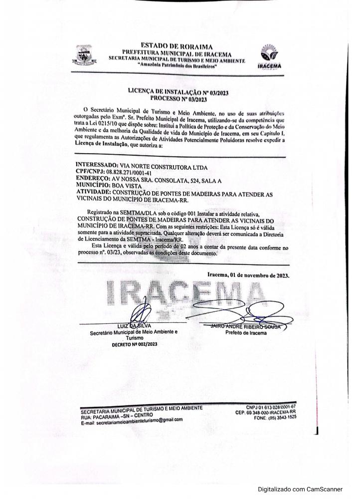 LICENÇA DE INSTALAÇÃO Nº 03/2023