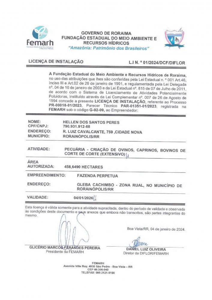 LICENÇA DE INSTALAÇÃO