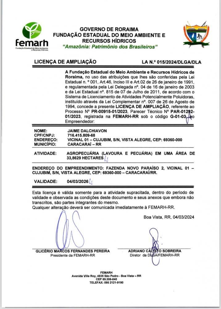 Licença de Ampliação 