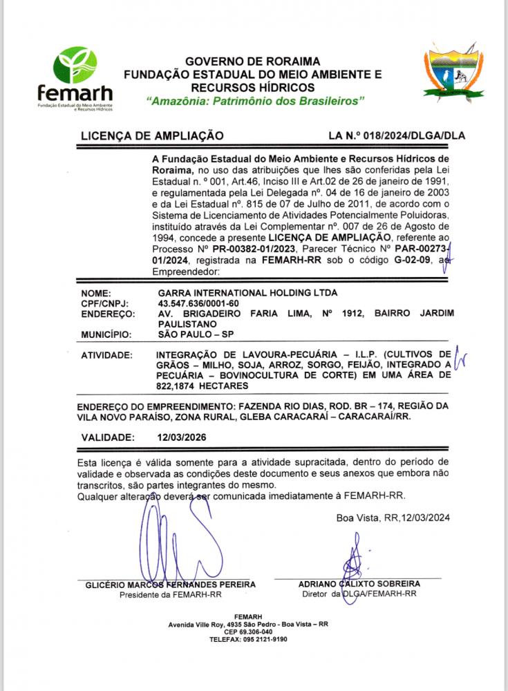 Licença de Ampliação 