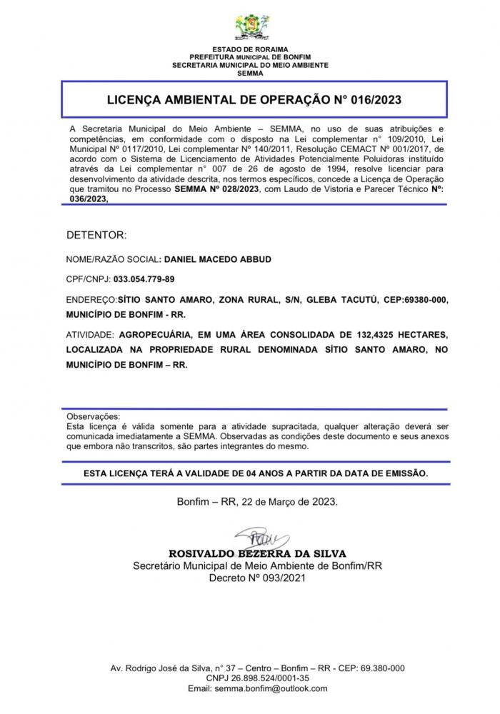Licença Ambiental de Operação