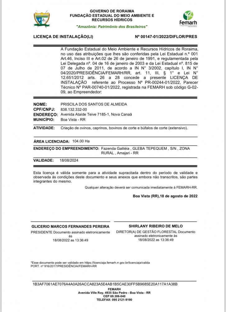 LICENÇA DE INSTALAÇÃO