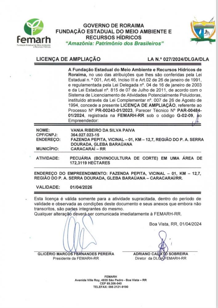 Licença de Ampliação 