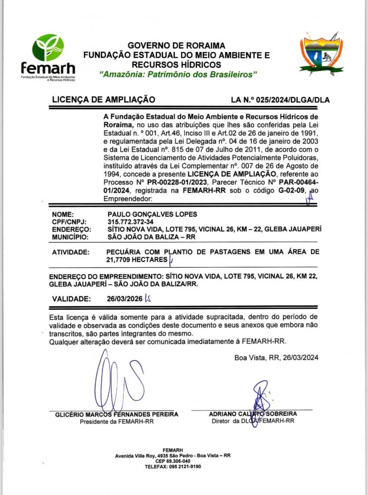 Licença de Ampliação 