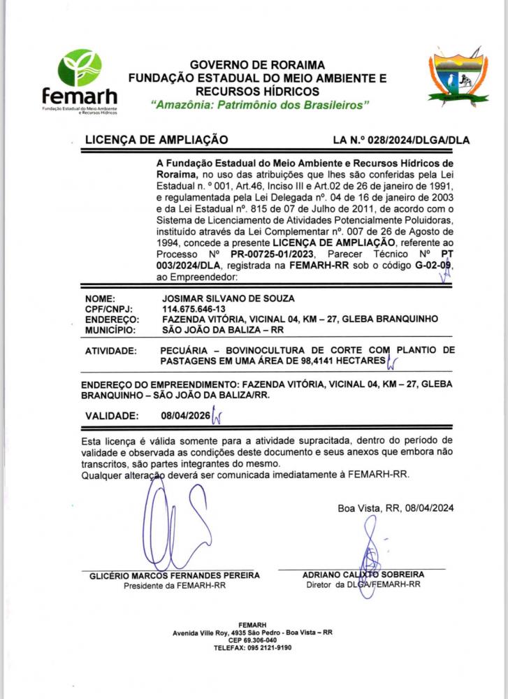 LICENÇA DE AMPLIAÇÃO 