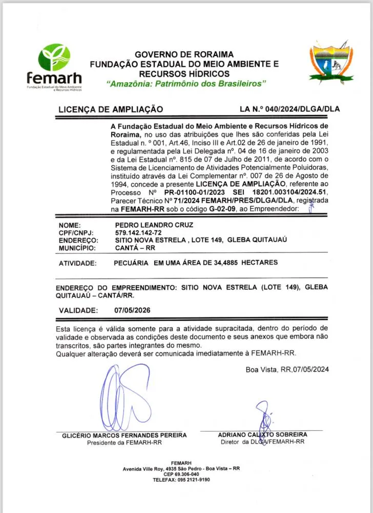 LICENÇA DE AMPLIAÇÃO