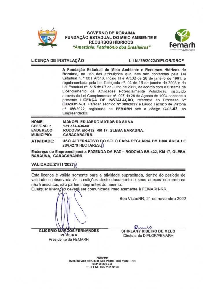 LICENÇA DE INSTALAÇÃO