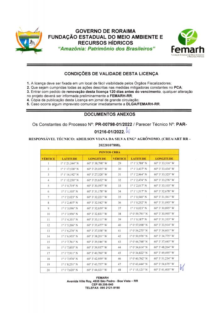 CERTIFICADO ROROAIMENSE DE REGULARIDADE AMBIENTAL