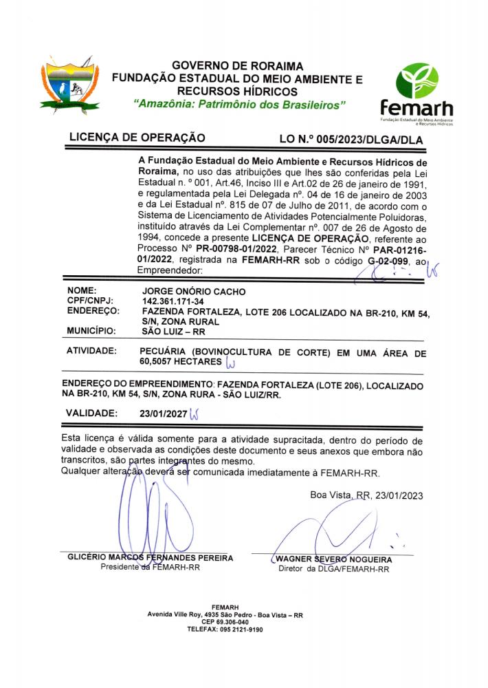 LICENÇA DE OPERAÇÃO(LO)