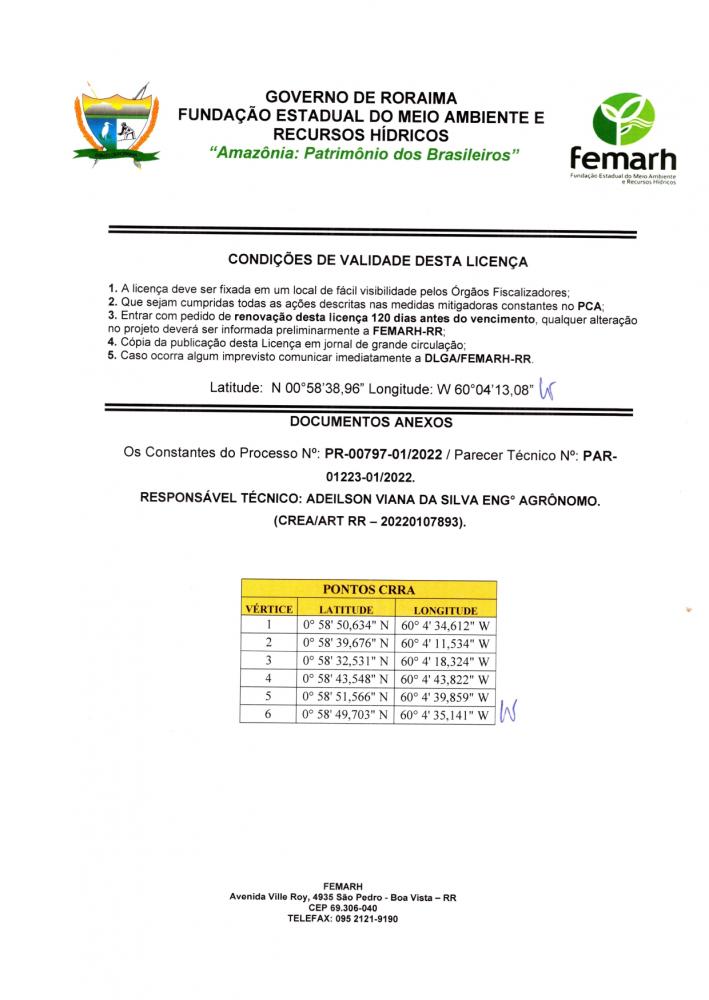 CERTIFICADO ROROAIMENSE DE REGULARIDADE AMBIENTAL