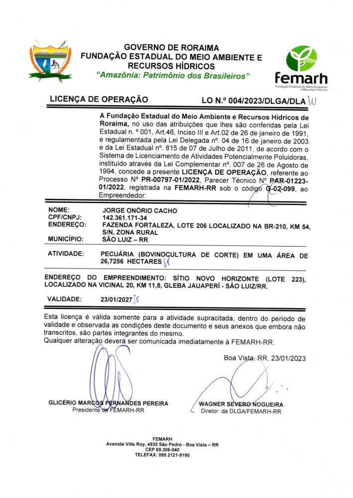 LICENÇA DE OPERAÇÃO(LO)