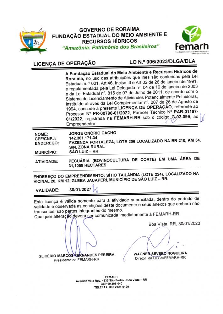 LICENÇA DE OPERAÇÃO(LO)