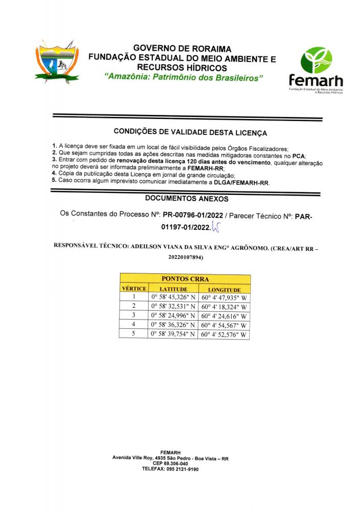 CERTIFICADO ROROAIMENSE DE REGULARIDADE AMBIENTAL