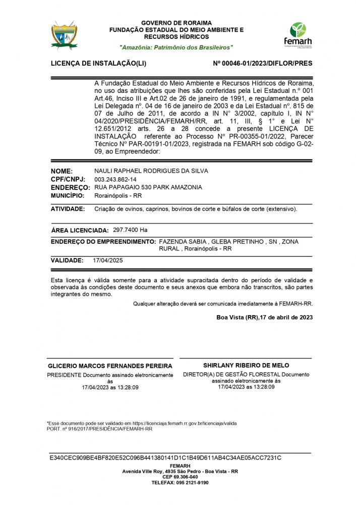 LICENÇA DE INSTALAÇAO