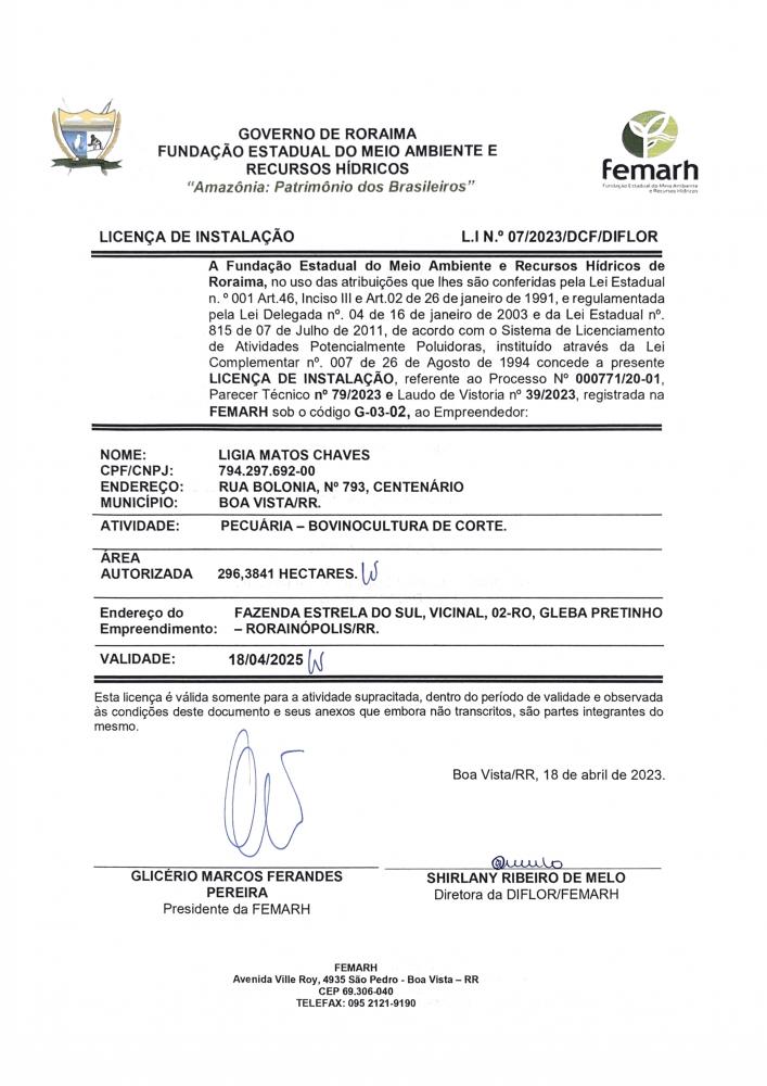 LICENÇA DE INSTALAÇAO