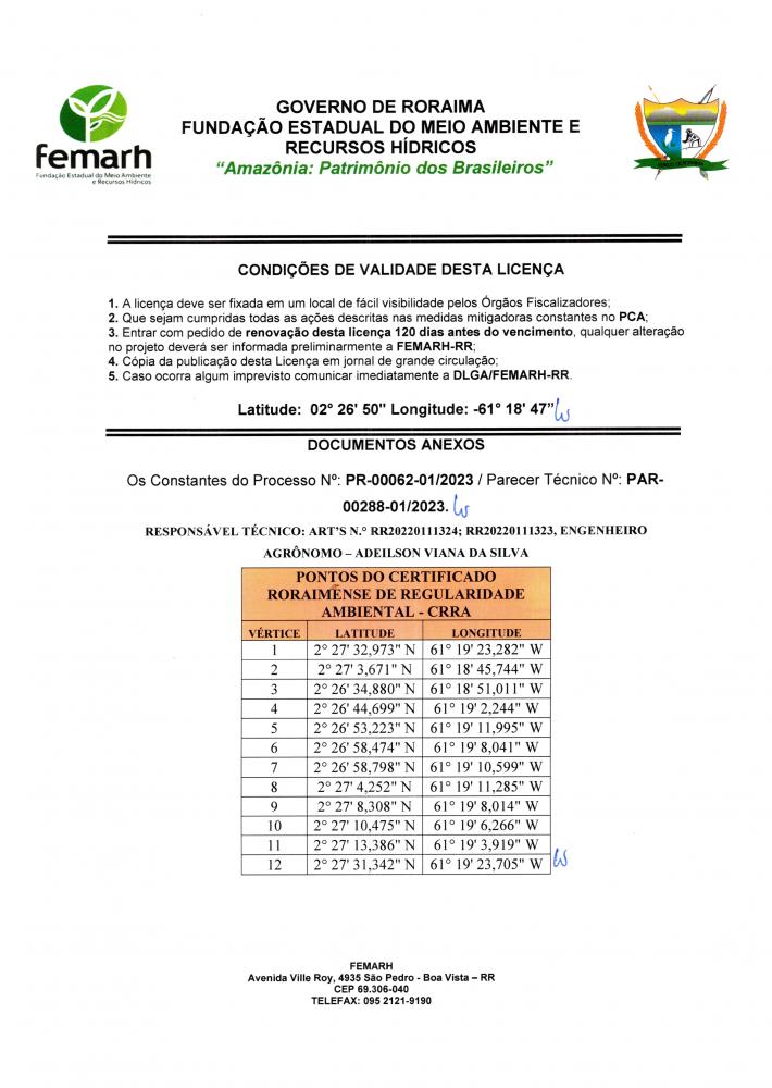 CERTIFICADO RORAIMENSE DE REGULARIDADE AMBIENTAL