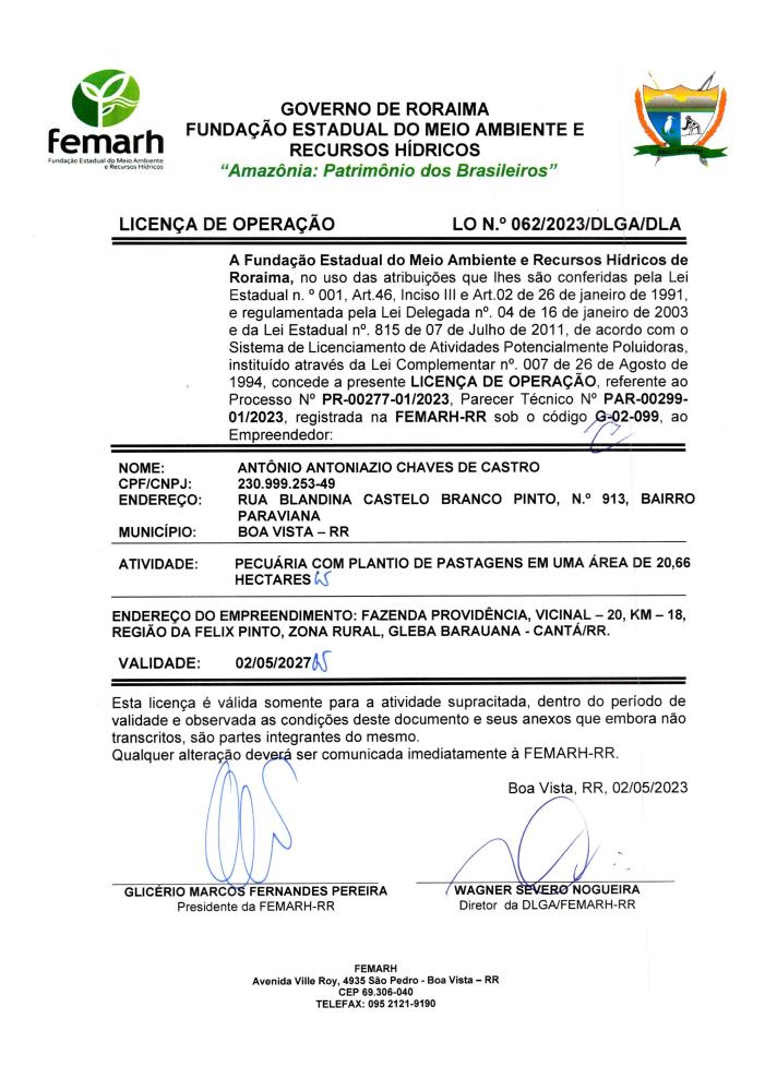 LICENÇA DE OPERAÇÃO