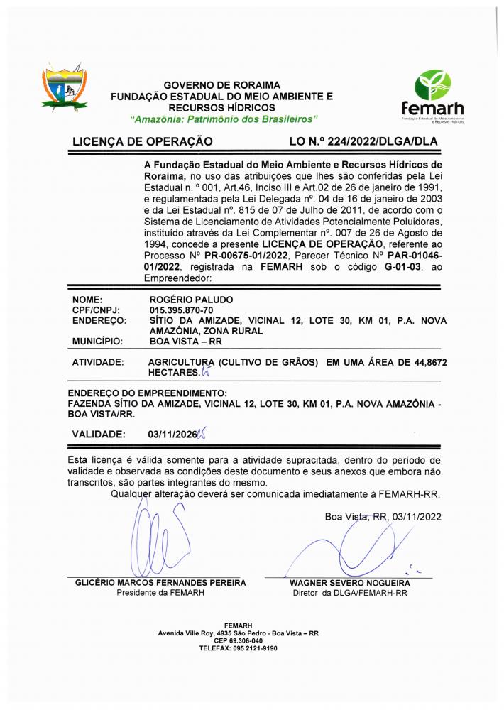 LICENÇA DE OPERAÇAO