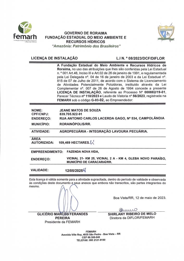 LICENÇA DE INSTALAÇAO