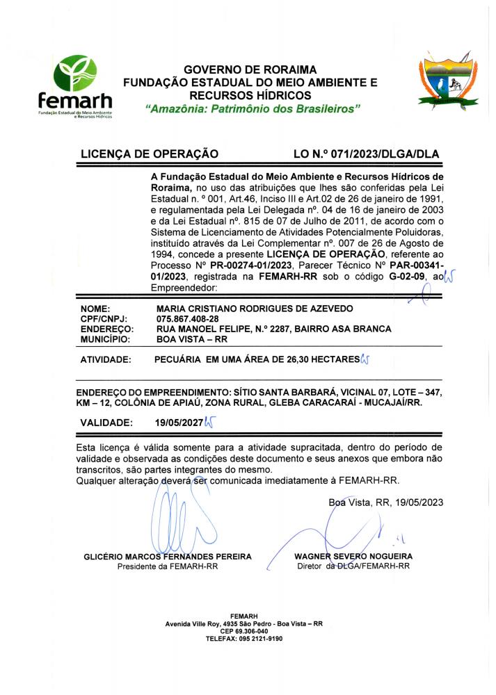 LICENÇA DE OPERAÇÃO(LO)