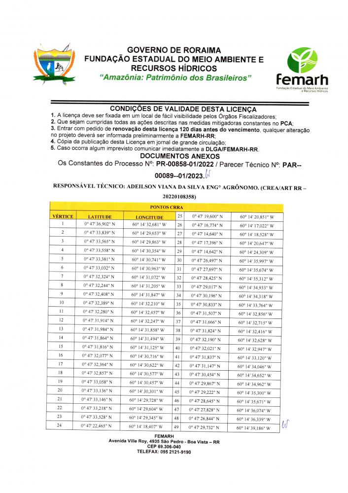 CERTIFICADO RORAIMENSE DE REGULARIDADE AMBIENTAL