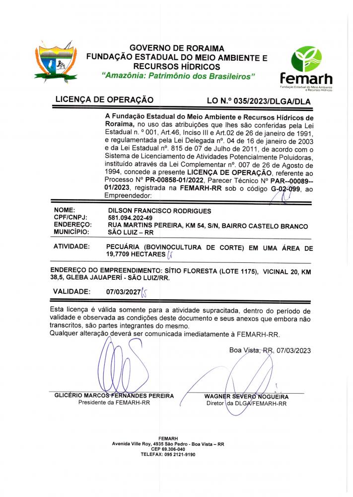 LICENÇA DE OPERAÇÃO(LO)