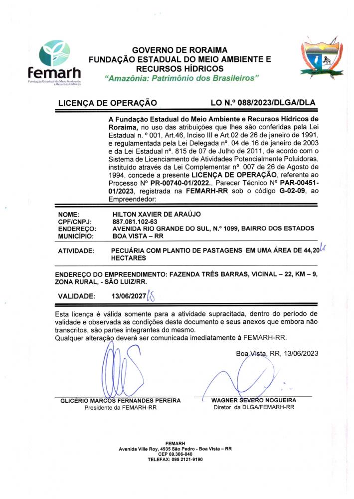 LICENÇA DE OPERAÇAO