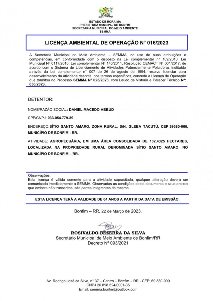 Licença ambiental de operação 