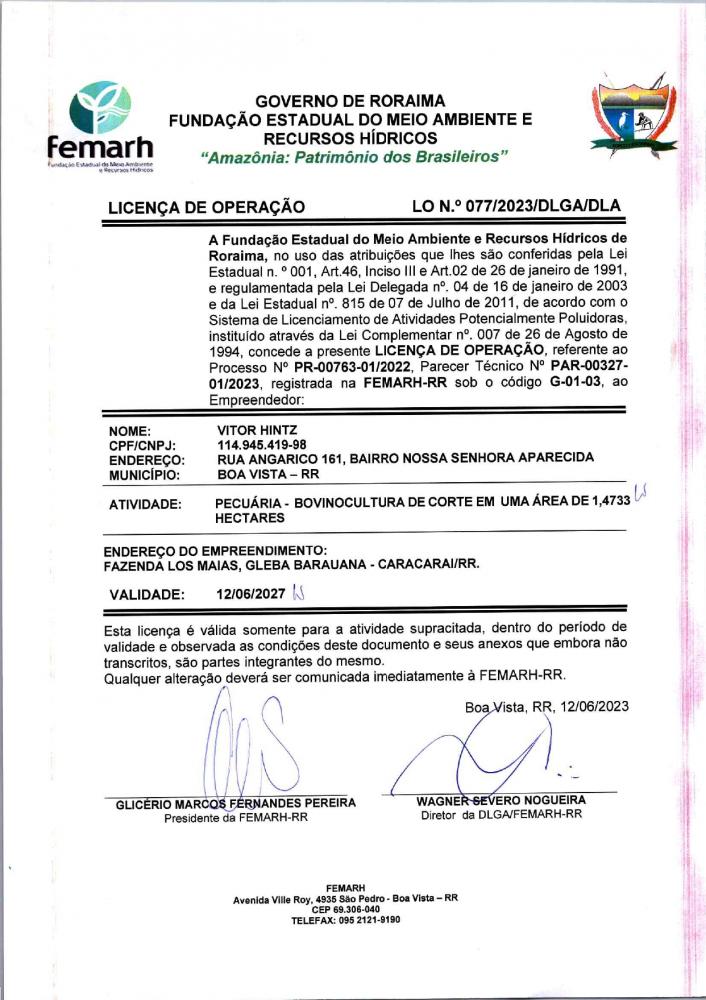 LICENÇA DE OPERAÇAO