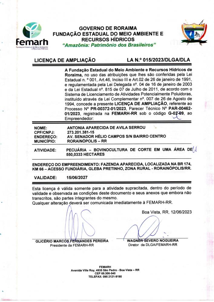 Licença de Ampliaçao