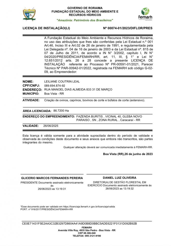 Licença de instalação 