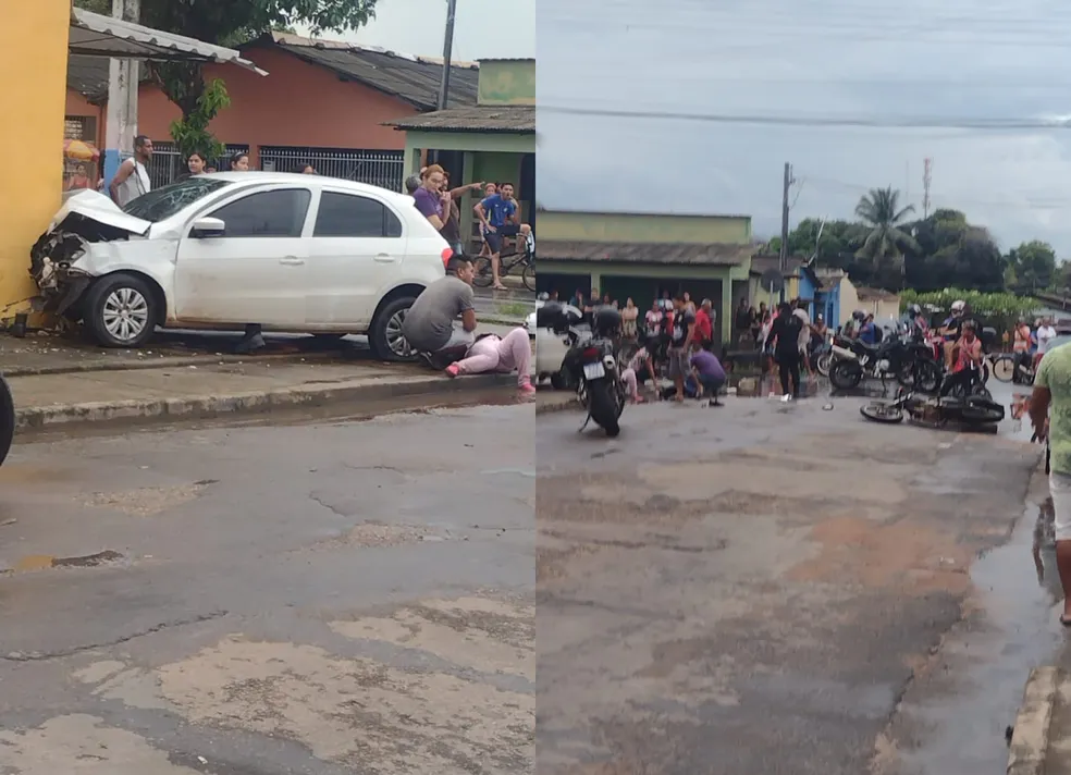 Após colidir em motocicleta, carro que transportava drogas bateu no muro de uma residência em Boa Vista. — Foto: Arquivo pessoal