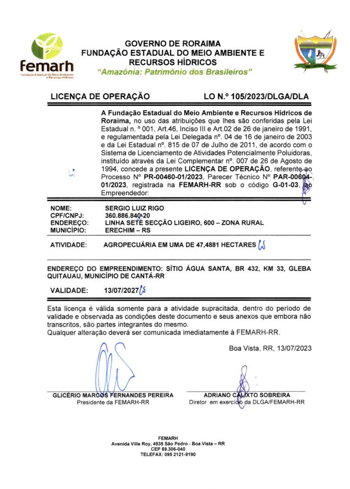 Licença de operação 